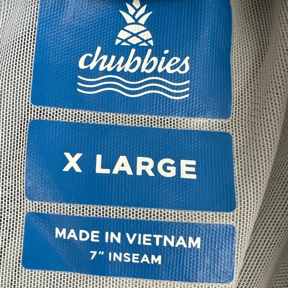 Chubbies Swim Trunks Mens XL Navy Neon Tropical Flamingo Mesh Lined Board Shorts